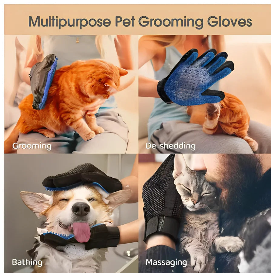 Pet Hair Glove Comb Pet Dog Cat Grooming Cleaning Glove Deshedding Hair remover Massage Brush Animal Supplies Cat Accessoies PawVoyage